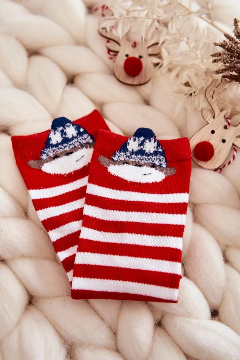 Skarpetki|Skarpetki>Just Play Młodzieżowe Skarpety W Paski Z Misiem Biało-Czerwone