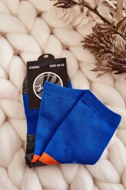 Discount Młodzieżowe Wysokie Bawełniane Skarpety Niebieskie Skarpetki|Skarpetki
