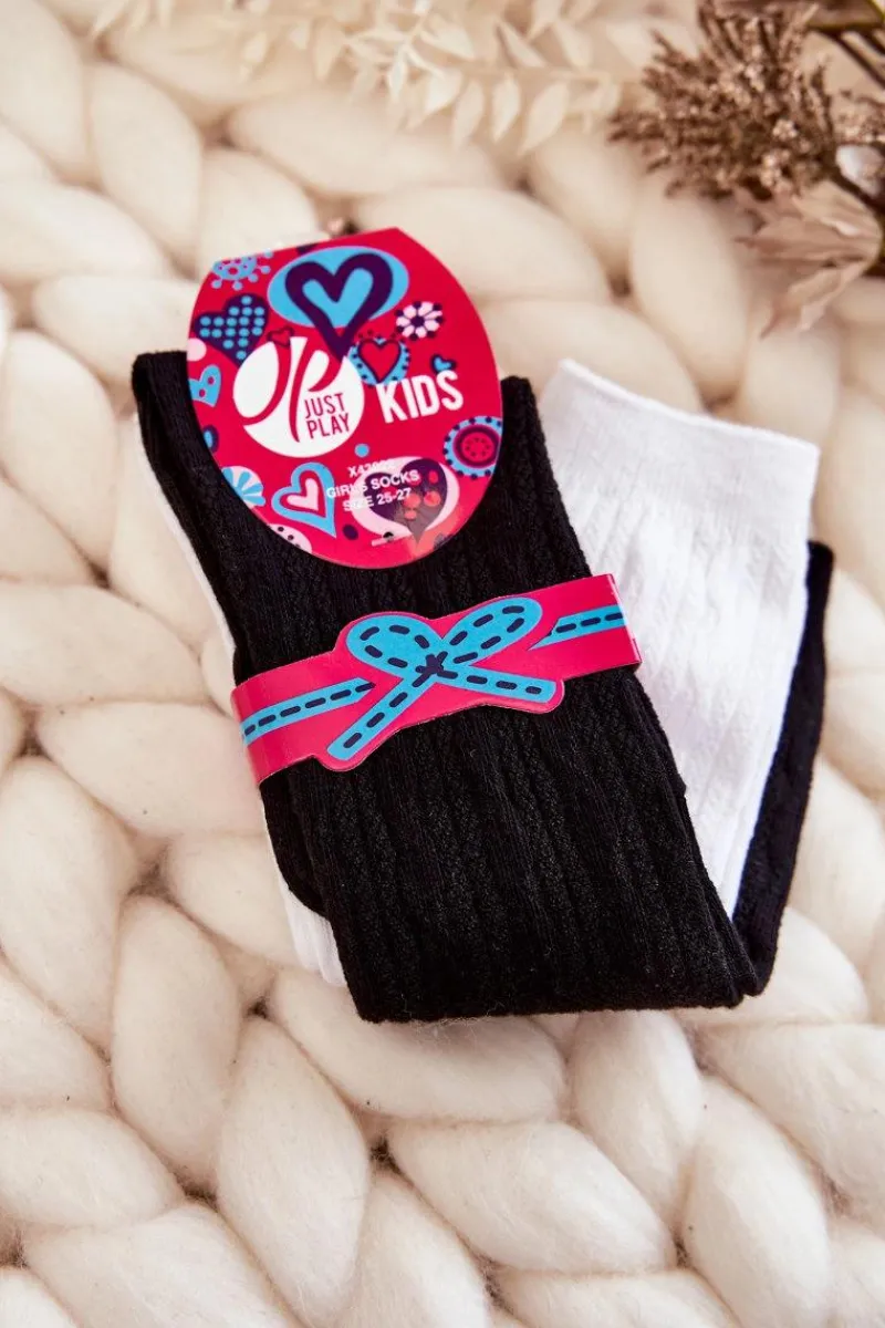 Discount Just Play Młodzieżowe Wysokie Skarpetki Do Kolan 2-Pak Czarno-Białe