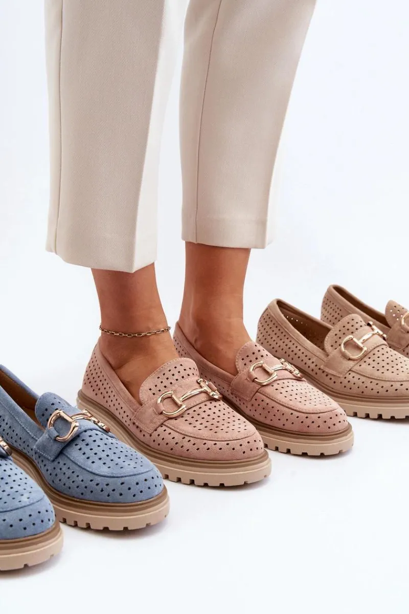 Loafersy Damskie|Mokasyny Płaskie>Boto Mokasyny Damskie Ażurowe Z Ozdobą Czarne Talesse Czarny