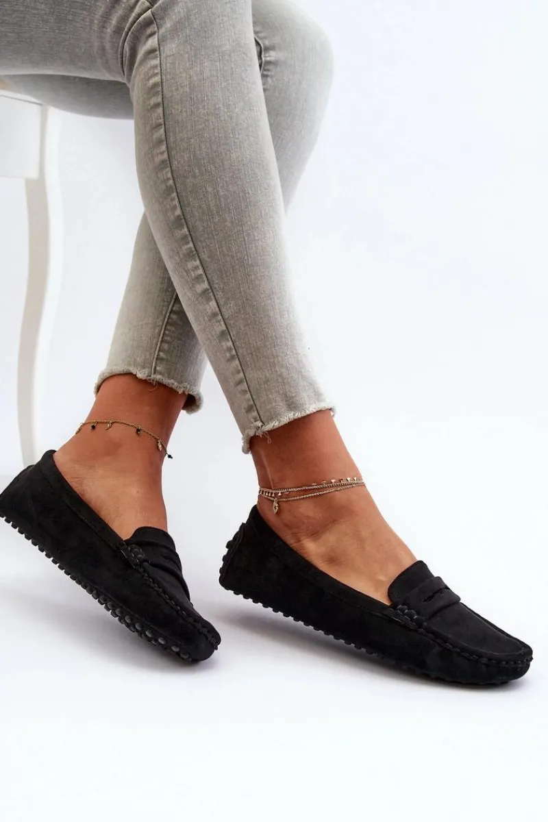 Discount Boto Mokasyny Damskie Eko Zamszowe Czarne Adelmarie