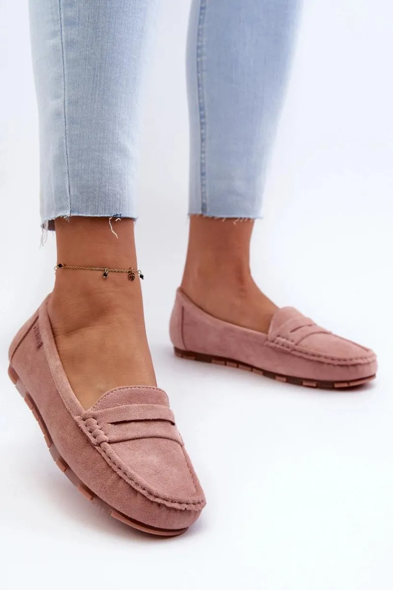 Best Big Star Shoes Mokasyny Damskie Eko Zamszowe Big Star NN274928 Memory Foam System Różowe