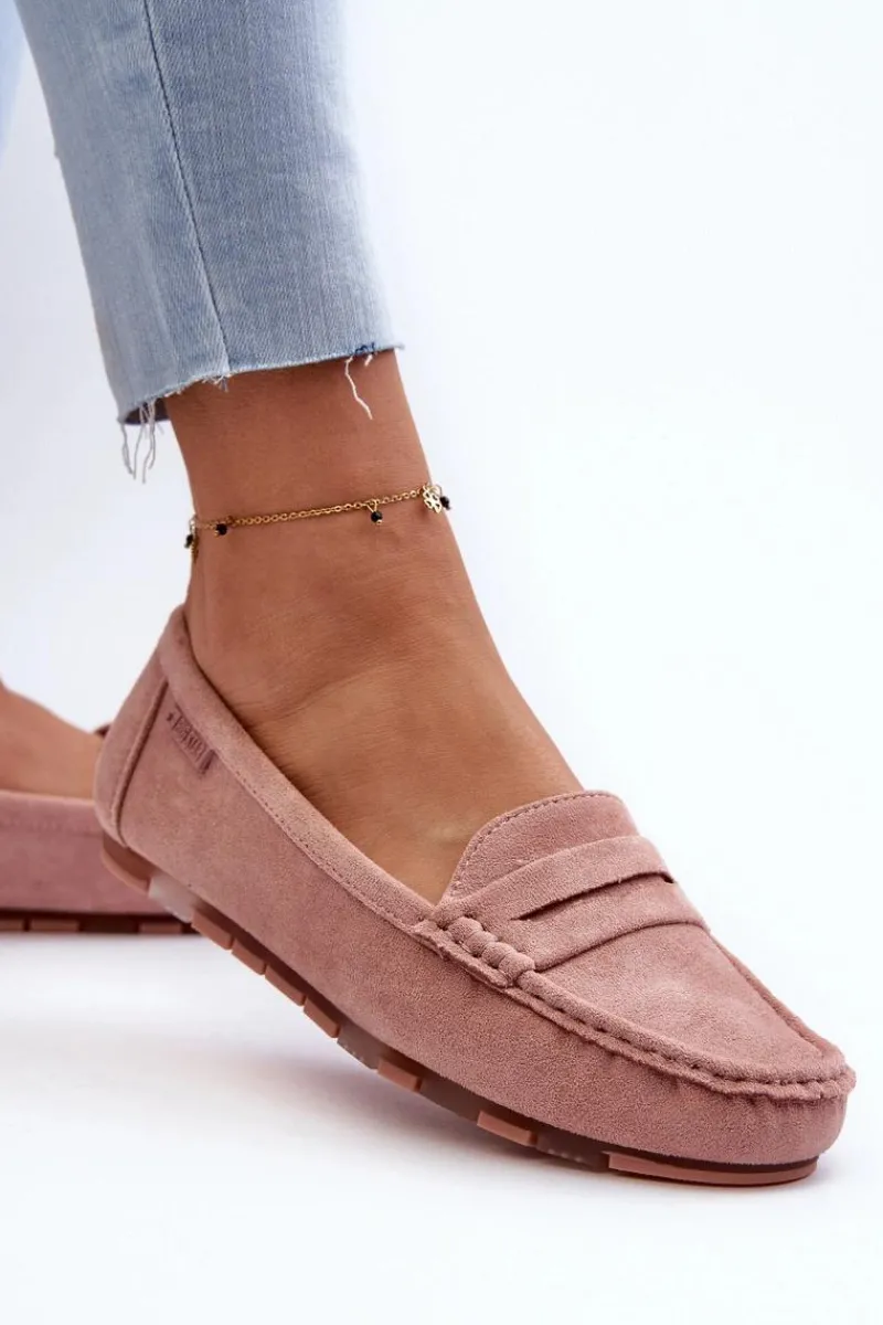 Best Big Star Shoes Mokasyny Damskie Eko Zamszowe Big Star NN274928 Memory Foam System Różowe