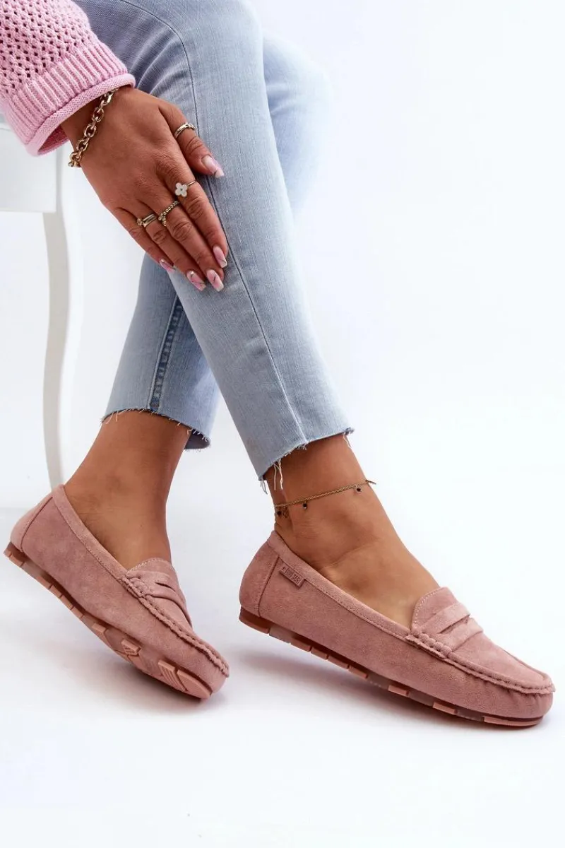 Best Big Star Shoes Mokasyny Damskie Eko Zamszowe Big Star NN274928 Memory Foam System Różowe