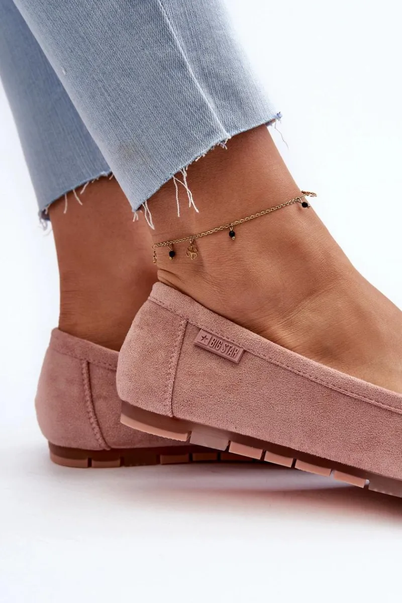 Best Big Star Shoes Mokasyny Damskie Eko Zamszowe Big Star NN274928 Memory Foam System Różowe