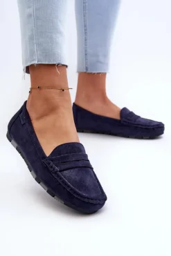 Sale Big Star Shoes Mokasyny Damskie Eko Zamszowe Big Star NN274931 Memory Foam System Granatowe