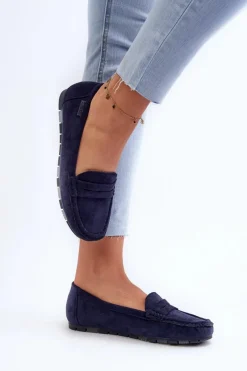 Sale Big Star Shoes Mokasyny Damskie Eko Zamszowe Big Star NN274931 Memory Foam System Granatowe