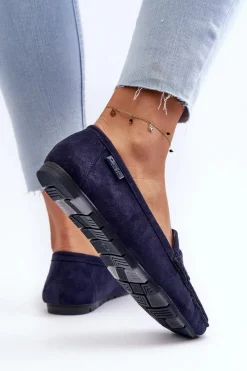 Sale Big Star Shoes Mokasyny Damskie Eko Zamszowe Big Star NN274931 Memory Foam System Granatowe