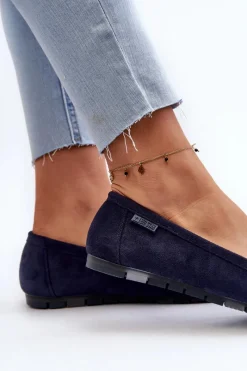 Sale Big Star Shoes Mokasyny Damskie Eko Zamszowe Big Star NN274931 Memory Foam System Granatowe