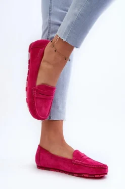 Best Mokasyny Damskie Eko Zamszowe Big Star NN274934 Memory Foam System Fuksja Damskie Loafersy Damskie|Mokasyny Damskie Zamszowe