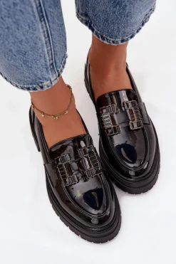 Online Mokasyny Damskie Lakierowane Z Ozdobą Czarne Ysandra Damskie Mokasyny Damskie Lakierowane|Mokasyny Damskie Skórzane