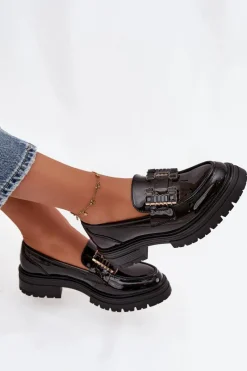 Online Mokasyny Damskie Lakierowane Z Ozdobą Czarne Ysandra Damskie Mokasyny Damskie Lakierowane|Mokasyny Damskie Skórzane