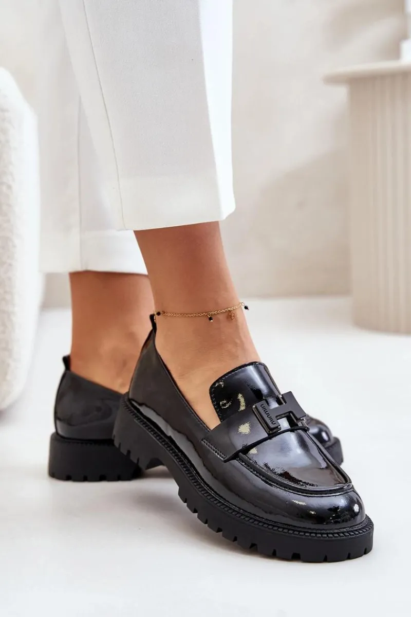 Loafersy Damskie|Mokasyny Płaskie>Buty damskie Vinceza Mokasyny Damskie Lakierowane Vinceza 62187 Czarne Czarny