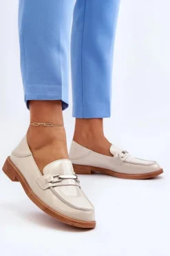 Mokasyny Damskie Lakierowane>Buty damskie Vinceza Mokasyny Damskie Lakierowane Beżowe Nurea