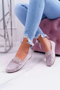 Hot Mokasyny Damskie Lekkie Eko-zamsz Lila Róż Think Damskie Mokasyny Damskie Zamszowe