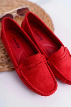 Online Boto Mokasyny Damskie Lekkie Eko-zamsz Czerwone Limez