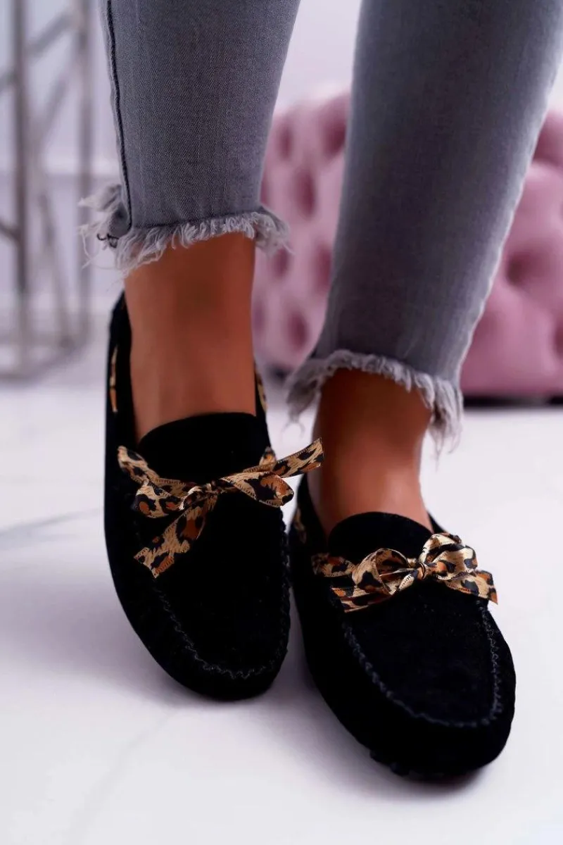 Outlet Boto Mokasyny Damskie Lu Boo Wygodne Czarne Plummy