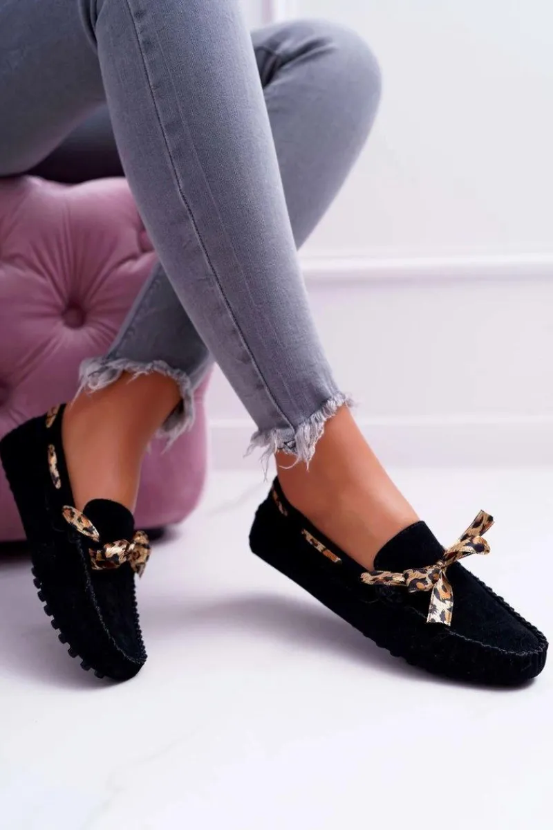 Outlet Boto Mokasyny Damskie Lu Boo Wygodne Czarne Plummy