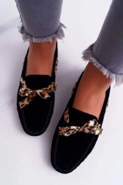 Outlet Boto Mokasyny Damskie Lu Boo Wygodne Czarne Plummy