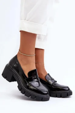 Mokasyny Damskie Lakierowane|Czółenka Na Platformie><noscript><img width=