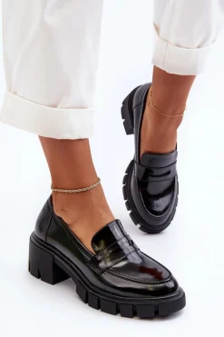 Mokasyny Damskie Lakierowane|Czółenka Na Platformie><noscript><img width=