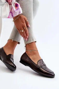 Hot Evento Mokasyny Damskie Na Płaskim Obcasie Czarne Sylvaine