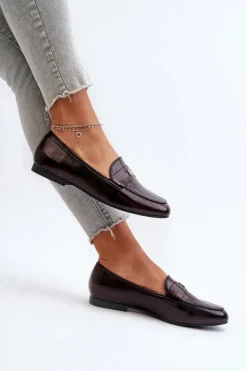 Hot Evento Mokasyny Damskie Na Płaskim Obcasie Czarne Sylvaine