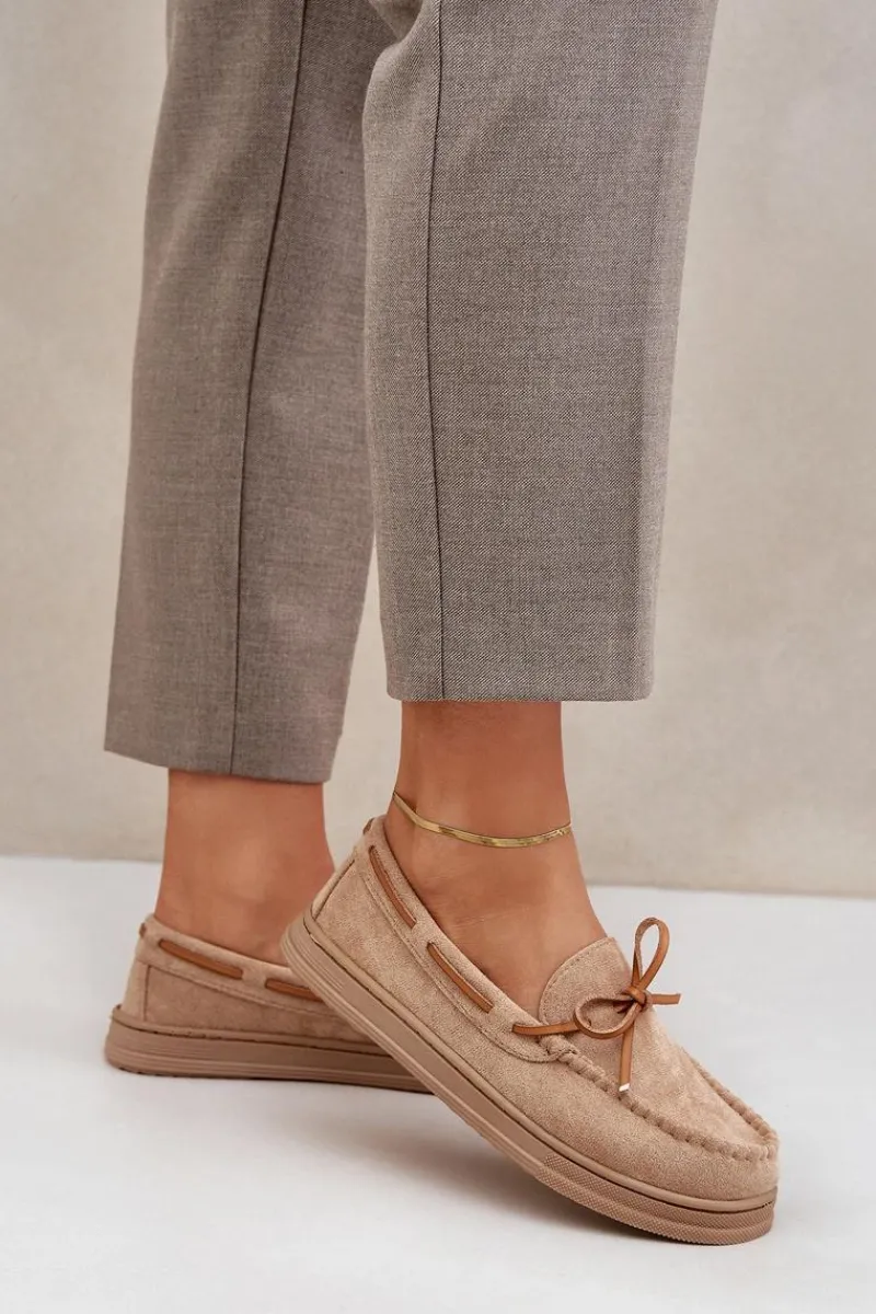 Online Mokasyny Damskie Na Płaskiej Podeszwie Beżowe Timannie Damskie Loafersy Damskie|Mokasyny Na Platformie