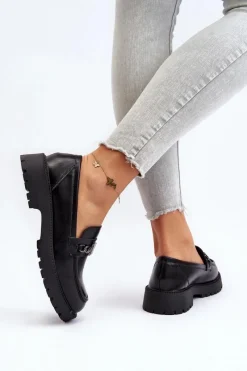 Clearance Mokasyny Damskie Na Płaskim Obcasie Czarne Ezoma Damskie Loafersy Damskie|Mokasyny Płaskie