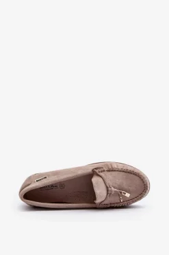 Outlet Boto Mokasyny Damskie Na Platformie Beżowe Railav