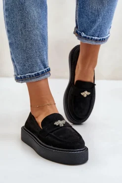 Discount Boto Mokasyny Damskie Na Platformie Czarne Erithine