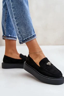 Discount Boto Mokasyny Damskie Na Platformie Czarne Erithine