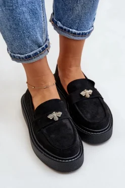 Discount Boto Mokasyny Damskie Na Platformie Czarne Erithine