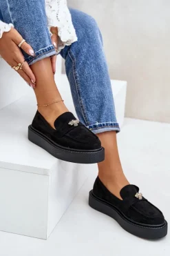 Discount Boto Mokasyny Damskie Na Platformie Czarne Erithine