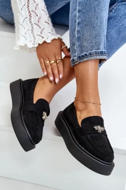 Discount Boto Mokasyny Damskie Na Platformie Czarne Erithine