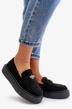 Discount Boto Mokasyny Damskie Na Platformie Czarne Erithine