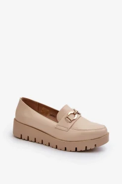 Mokasyny Na Platformie|Mokasyny Damskie Zamszowe></noscript>Evento Mokasyny Damskie Na Platformie Z Ozdobą Jasnobeżowe Kaldina