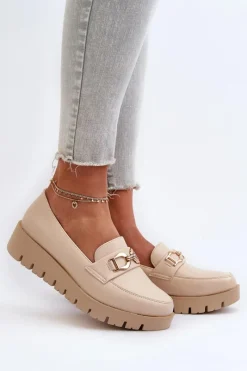 Mokasyny Na Platformie|Mokasyny Damskie Zamszowe></noscript>Evento Mokasyny Damskie Na Platformie Z Ozdobą Jasnobeżowe Kaldina