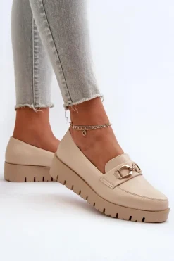 Mokasyny Na Platformie|Mokasyny Damskie Zamszowe></noscript>Evento Mokasyny Damskie Na Platformie Z Ozdobą Jasnobeżowe Kaldina