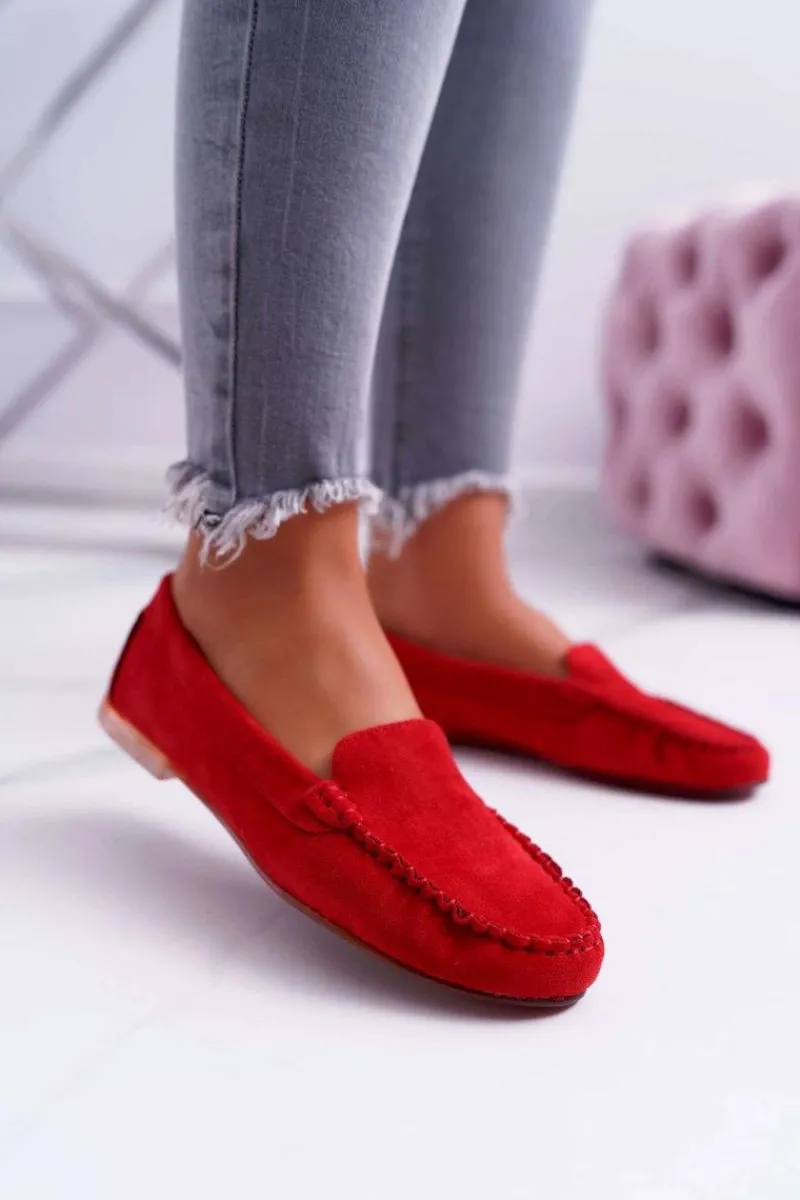 Discount Buty Sergio Leone Mokasyny Damskie Sergio Leone Zamszowe Czerwone Winted