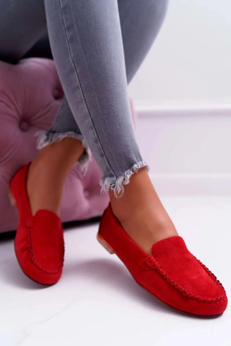 Discount Buty Sergio Leone Mokasyny Damskie Sergio Leone Zamszowe Czerwone Winted