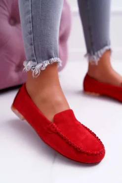 Discount Buty Sergio Leone Mokasyny Damskie Sergio Leone Zamszowe Czerwone Winted