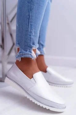 Mokasyny Damskie Skórzane>Buty Sergio Leone Mokasyny Damskie Sergio Leone Srebrne Magento