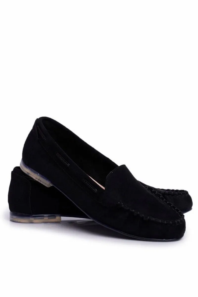 Sale Mokasyny Damskie Sergio Leone Zamszowe Czarne MK722 Damskie Mokasyny Damskie Zamszowe