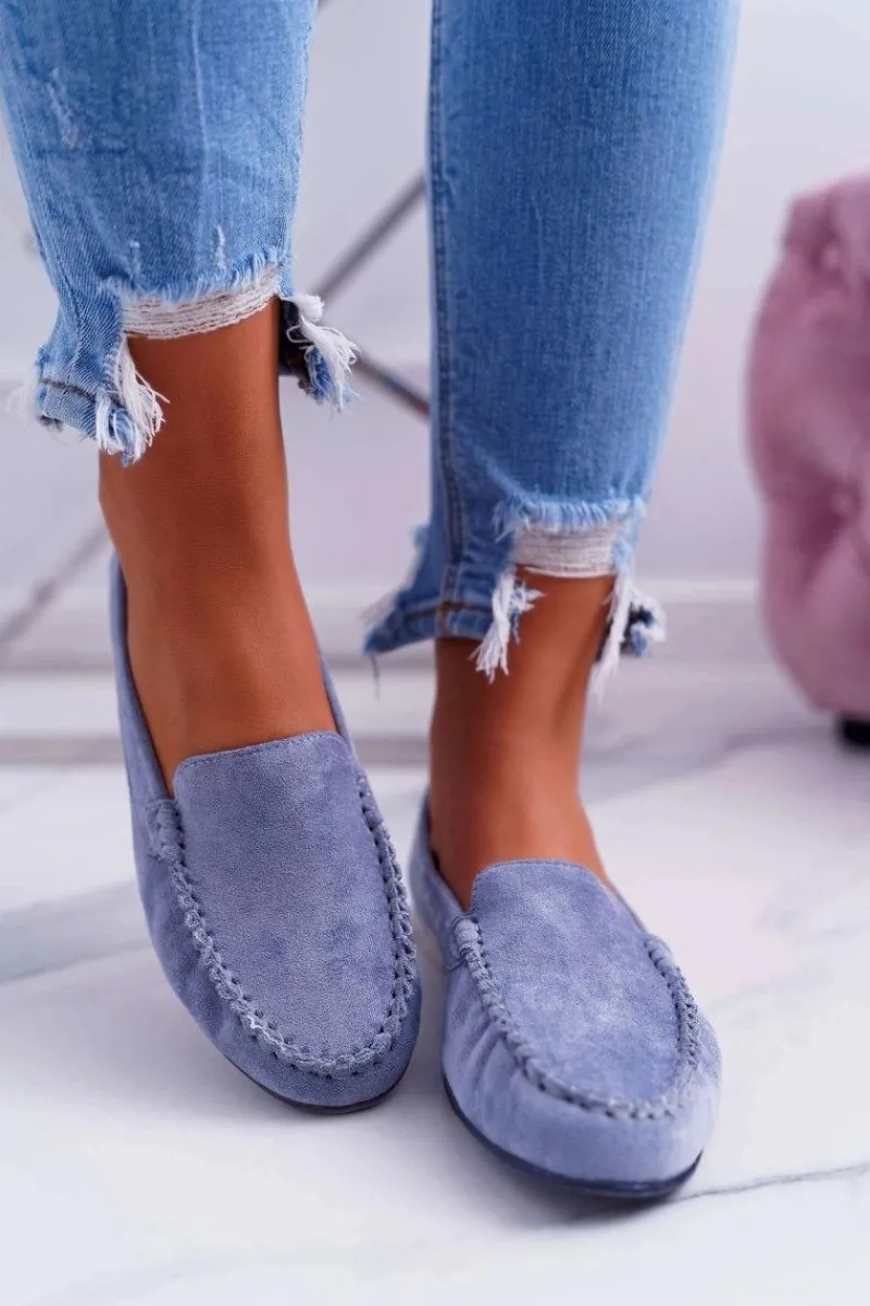 Outlet Buty Sergio Leone Mokasyny Damskie Sergio Leone Zamszowe Jasnoniebieskie Winted