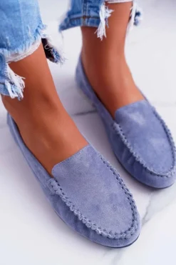 Outlet Buty Sergio Leone Mokasyny Damskie Sergio Leone Zamszowe Jasnoniebieskie Winted