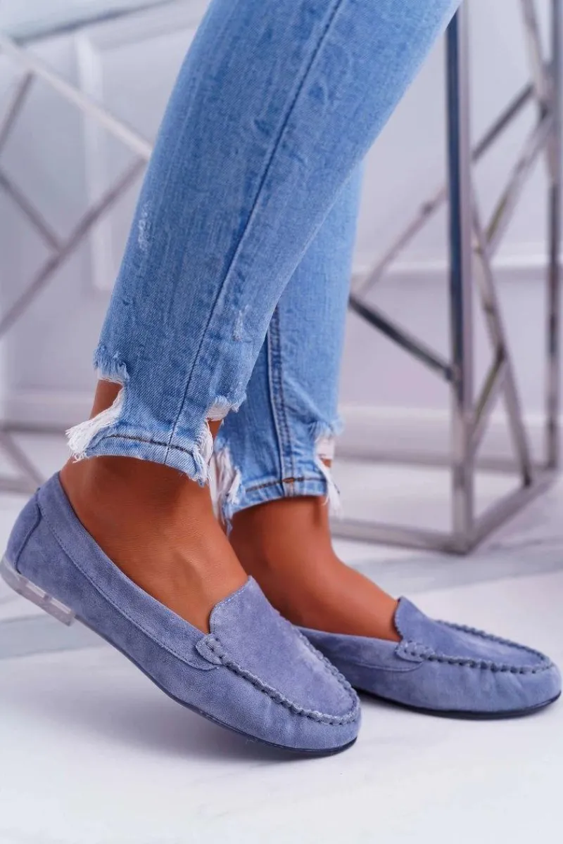 Outlet Buty Sergio Leone Mokasyny Damskie Sergio Leone Zamszowe Jasnoniebieskie Winted