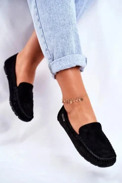 Mokasyny Damskie Zamszowe>Buty damskie Vinceza Mokasyny Damskie Skóra Zamsz Czarne Papito