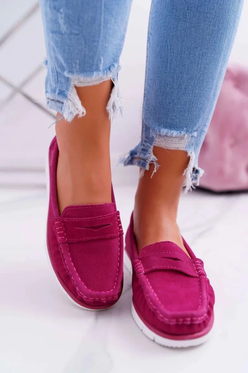 Online Mokasyny Damskie Skóra Zamszowa Fuksja Lauren Damskie Mokasyny Damskie Zamszowe