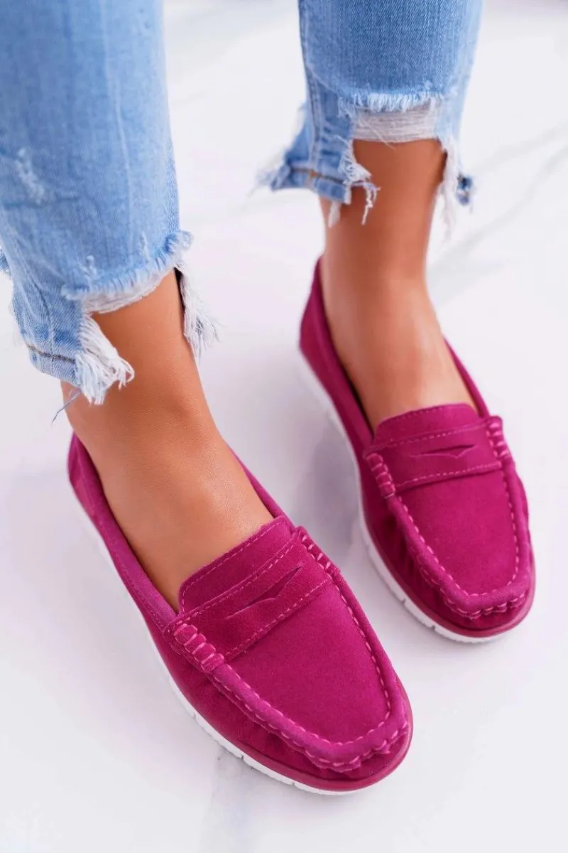 Online Mokasyny Damskie Skóra Zamszowa Fuksja Lauren Damskie Mokasyny Damskie Zamszowe
